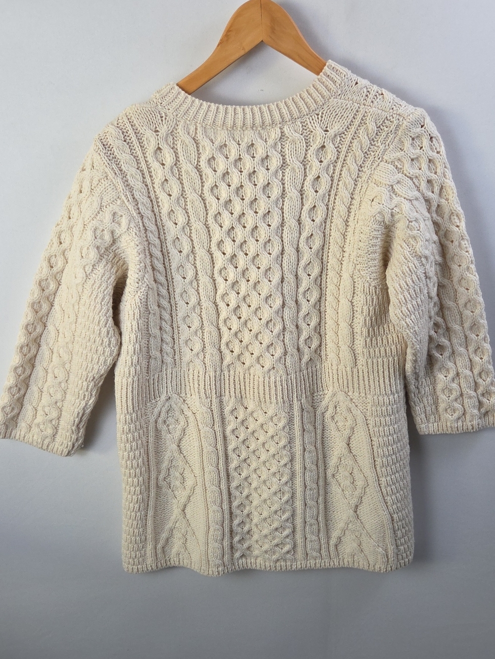Kilronan Knitwear Ivory Merino Wool Cable-Knit Button Cardigan Sweater Sz S - Picture 4 of 10
